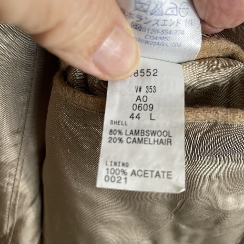 Vtg Lands End Camel Hair Wool Sport Coat Blazer Mens 44L Tan Preppy Business - Picture 14 of 14